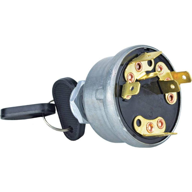 Ignition Switch 12V 6 Terminals Threaded Stem for Farmtrac Massey Ferguson