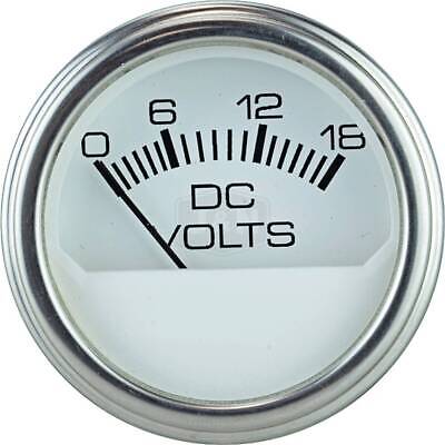 Voltmeter 0-18VDC Gauge 2 1/16" Chrome Bezel White Face