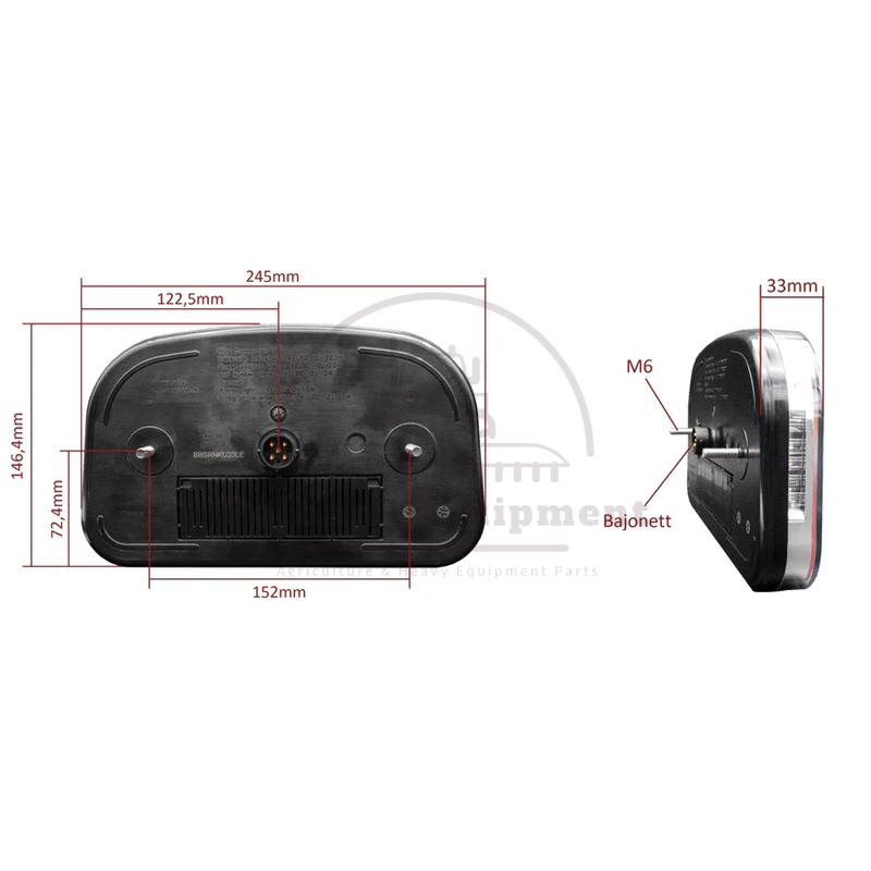 GEKA BBSRR33R LED Rear Light Right for 12V - Brake, Reverse, Indicator