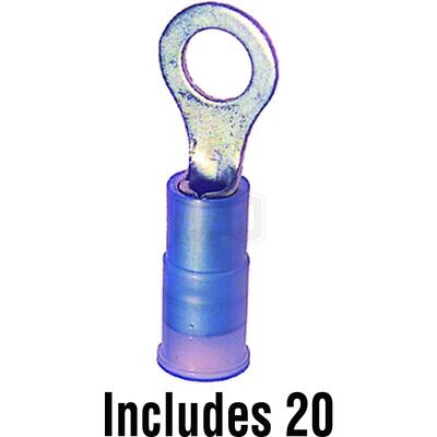 #10 Ring Terminal, Insulated Blue Nylon, Crimp Connection, 16-14 AWG