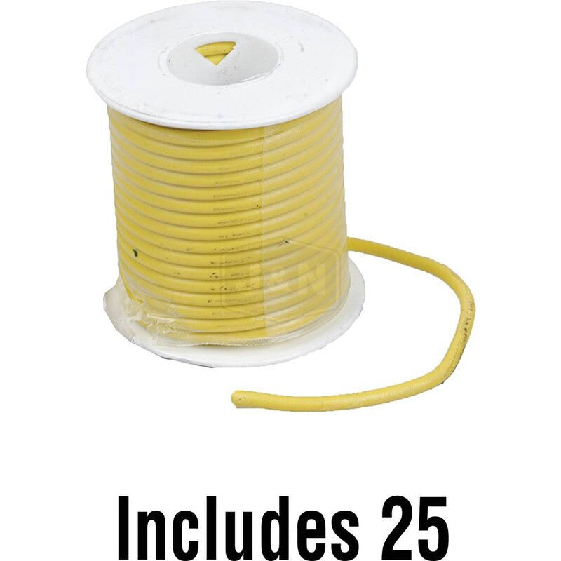 18GA 25FT Yellow Primary Wire - PVC Insulation, SAE J1128, GPT Wire Type