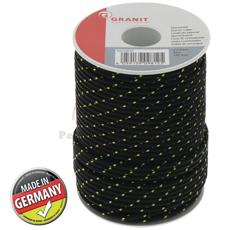 Starter Cable 3mm x 50m Black for Lawn Mowers & Chainsaws