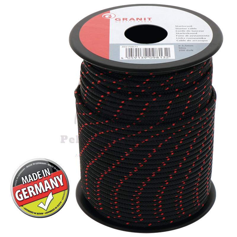 Premium Starter Cable 3mm x 50m Black for Lawn Mowers & Chainsaws