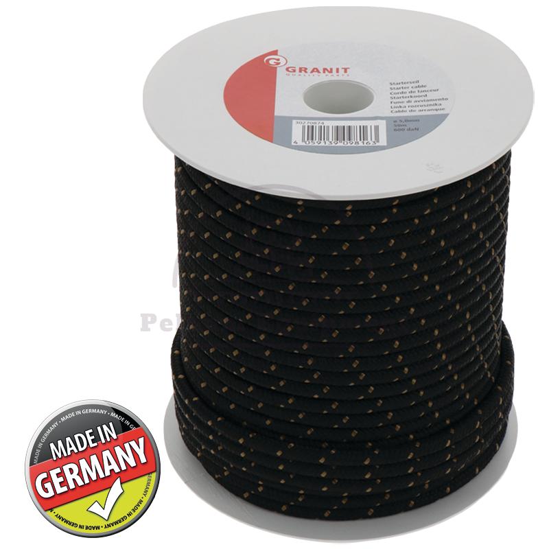 Starter Cable 5mm x 50m Black for Lawn Mowers Chainsaws Durable