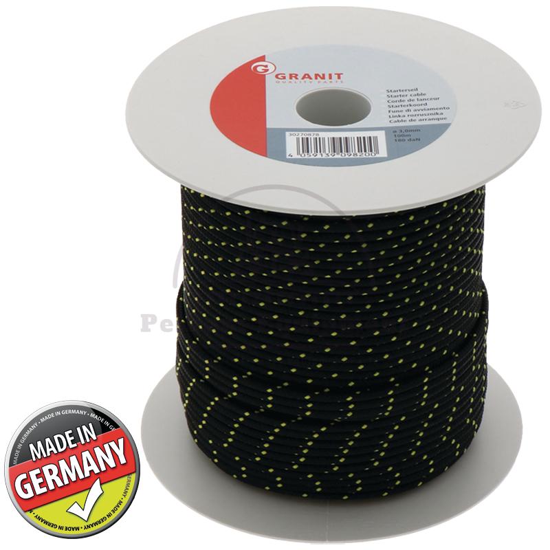 Starter Cable 3mm x 100m Black for Lawn Mowers & Chainsaws