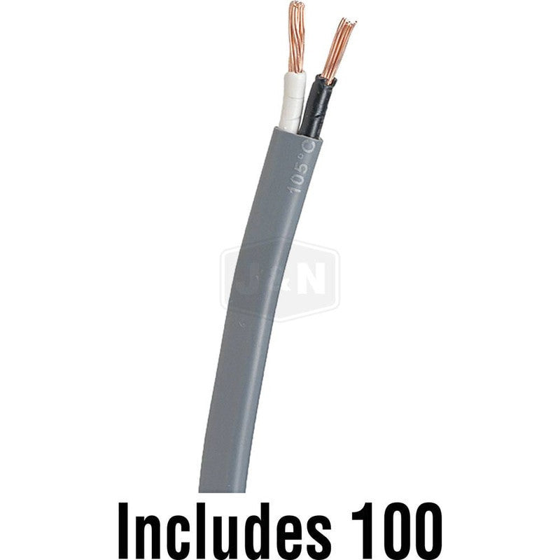 12GA Jacketed Duplex Wire, 100ft, Black/White, PVC Insulation, 2 Wires
