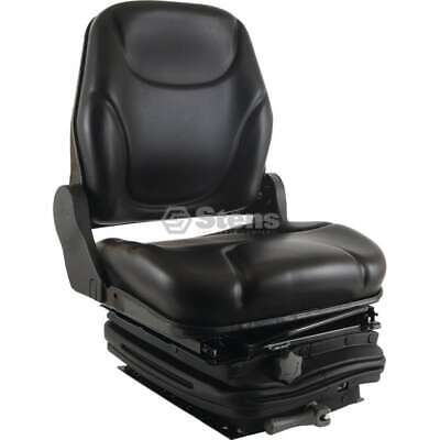 Adjustable Mechanical Suspension Seat - Black Vinyl, High Back, Lumbar Support