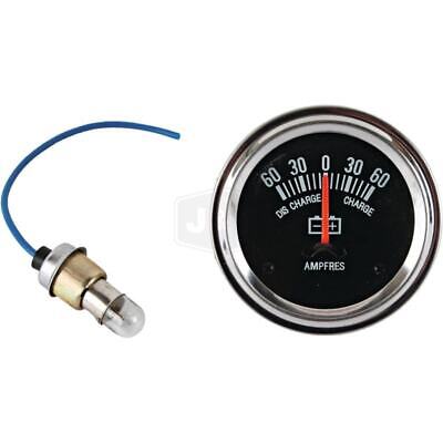 Ammeter Gauge 2 1/16" Chrome Bezel Black Face -60 to 60 Lighted Ford