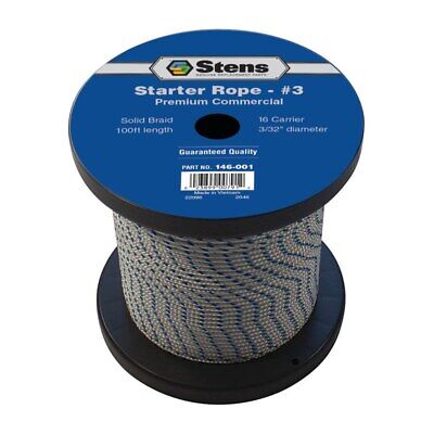 100' Solid Braid Starter Rope #3 - Durable, Abrasion Resistant, 3/32" Diameter