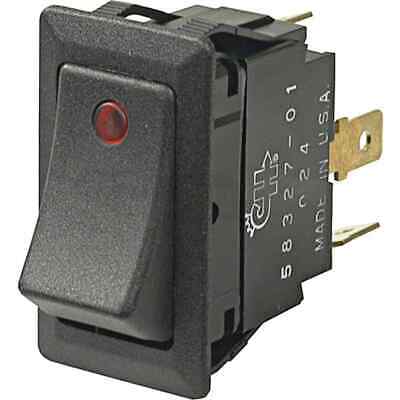 Lighted Rocker Switch SPST 25A 12V Snap-In Panel Mount with Red Pilot Light