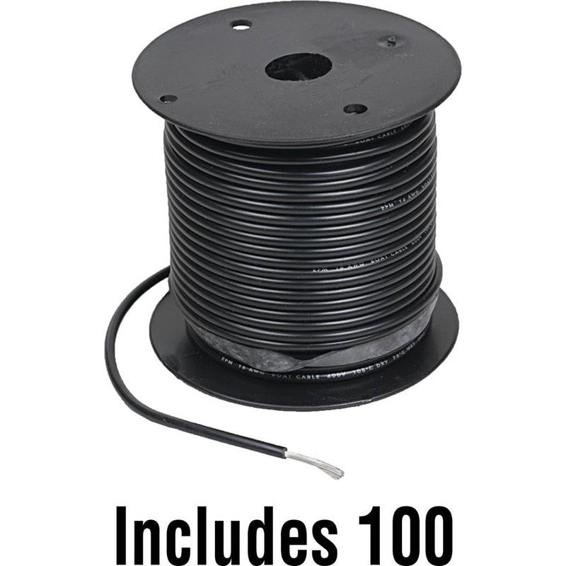 10GA Marine Primary Wire 100' Black Tinned PVC Cable, Meets DOT Specs