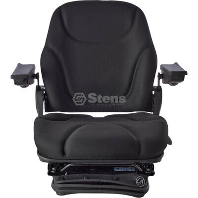 Adjustable Pneumatic Suspension Seat - Black Cloth, Mid Back, Lumbar Support