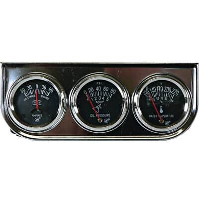 Multi-Gauge Panel Gauge Cluster - Chrome Bezel, Black Face, Lighted