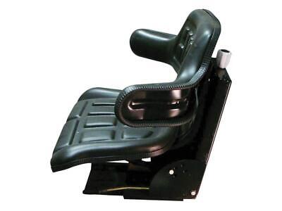 Black Vinyl Suspension Seat Assembly with Sliding Base - Unassembled