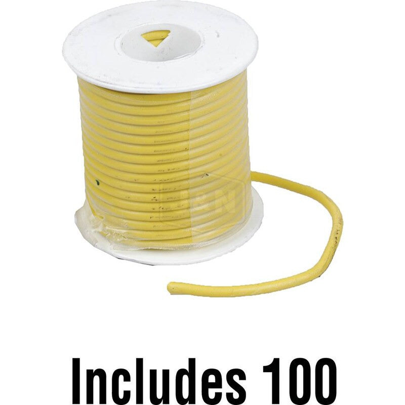 10GA Primary Wire 100' Yellow PVC Insulated GPT SAE J1128