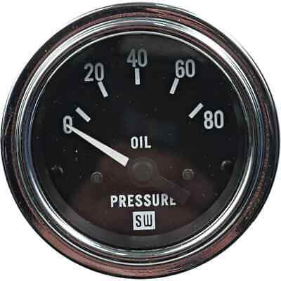 2 1/16" Electric Oil Pressure Gauge 0-80 PSI Chrome Bezel Black Face Lighted
