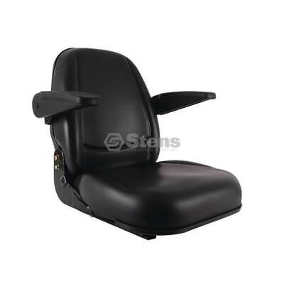 Adjustable Seat with Armrests, Black Vinyl, High-Density Foam Cushion