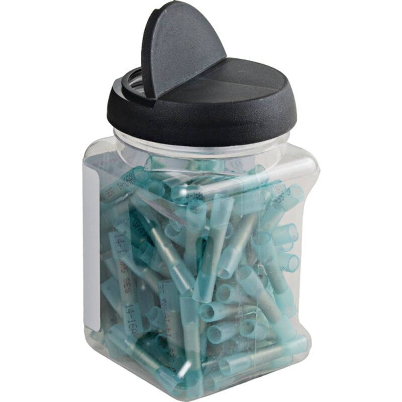 100 Butt Connectors 16-14 Gauge Blue Insulated Heat Shrink Crimp Terminals