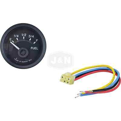 Fuel Level Gauge 2 1/16" Lighted Marine Weather Sealed Black Bezel