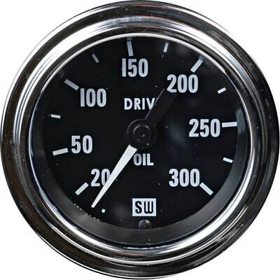 Oil Pressure Gauge 20-300 PSI Lighted Chrome Bezel Black Face 2 1/16"