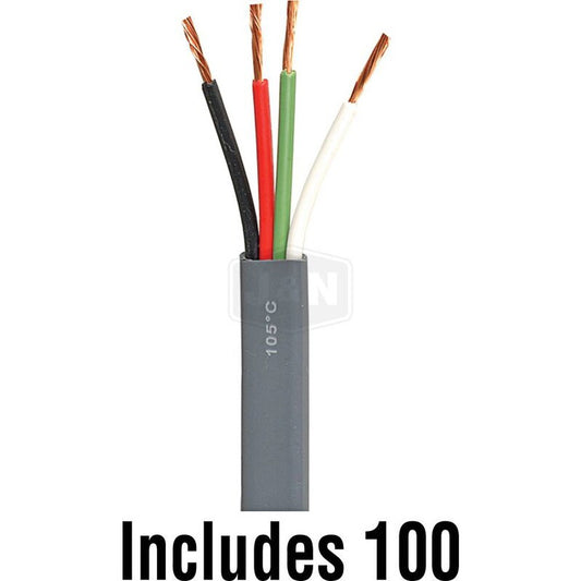 12GA Jacketed Quadraplex Wire 100' - 4 Wires, Gray PVC Insulation