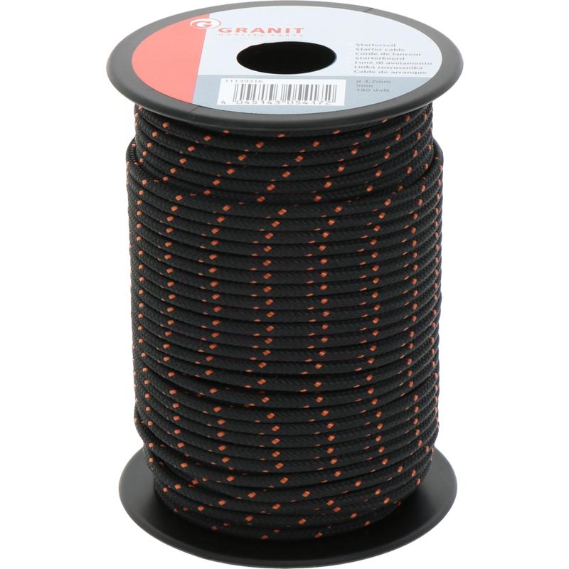 Starter Cable 3mm x 50m Black for Lawnmowers Chainsaws Brush Cutters