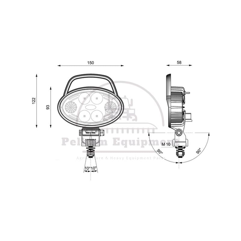 CARBONLUX OVAL 150X93 LED Floodlight 2000lm IP69K 45960 12-24V Work Light