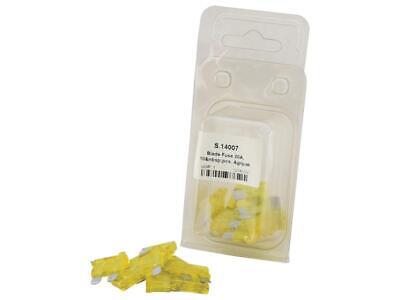 20A Blade Fuse Snap Pack - 10 Yellow Fuses for Automotive Use
