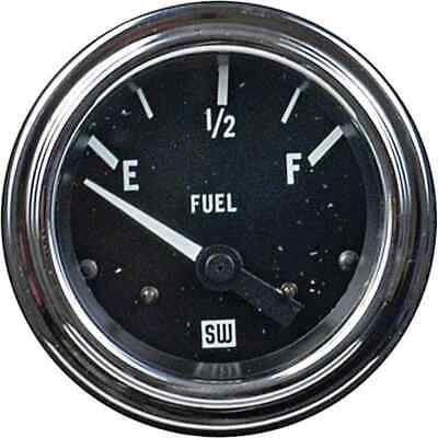 Fuel Level Gauge 2 1/16" Lighted Marine Chrome Bezel Black Face Deluxe