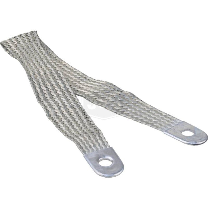 18" Braided Ground Strap 3/8" ID Flat Eyelet Terminal 1 Wire 4 Gauge