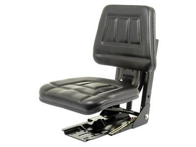 Complete Black Seat Assembly with Suspension, Sliding Base, 15" Wide
