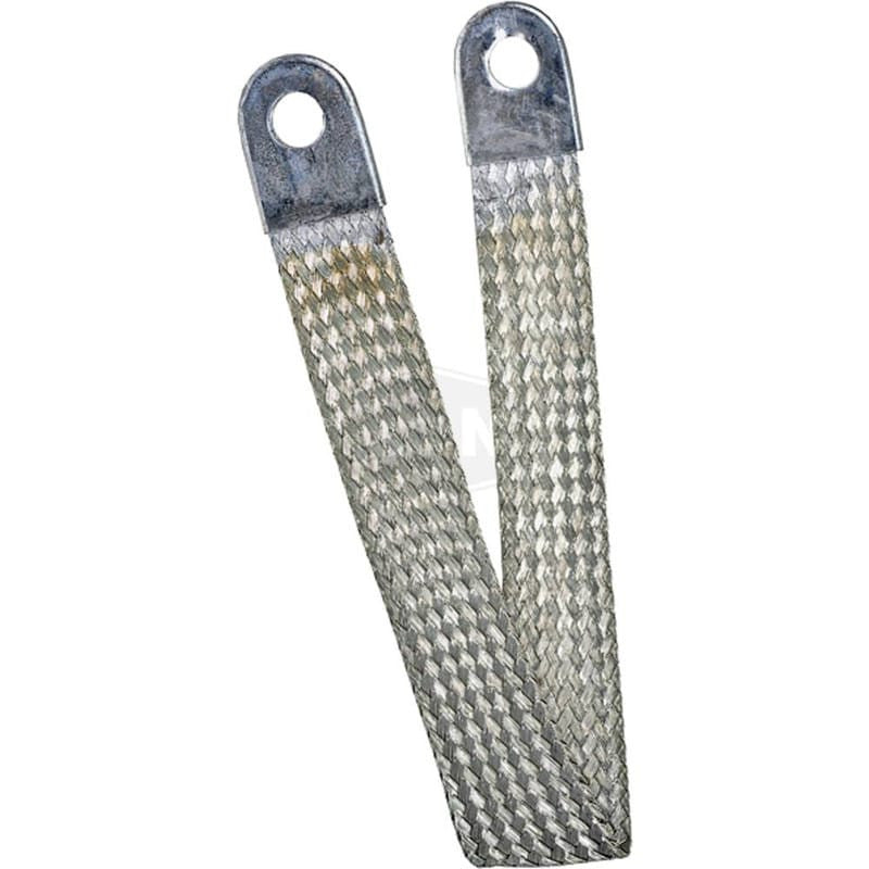 4GA Ground Strap 13" Braided with 3/8" ID Flat Eyelet Terminals