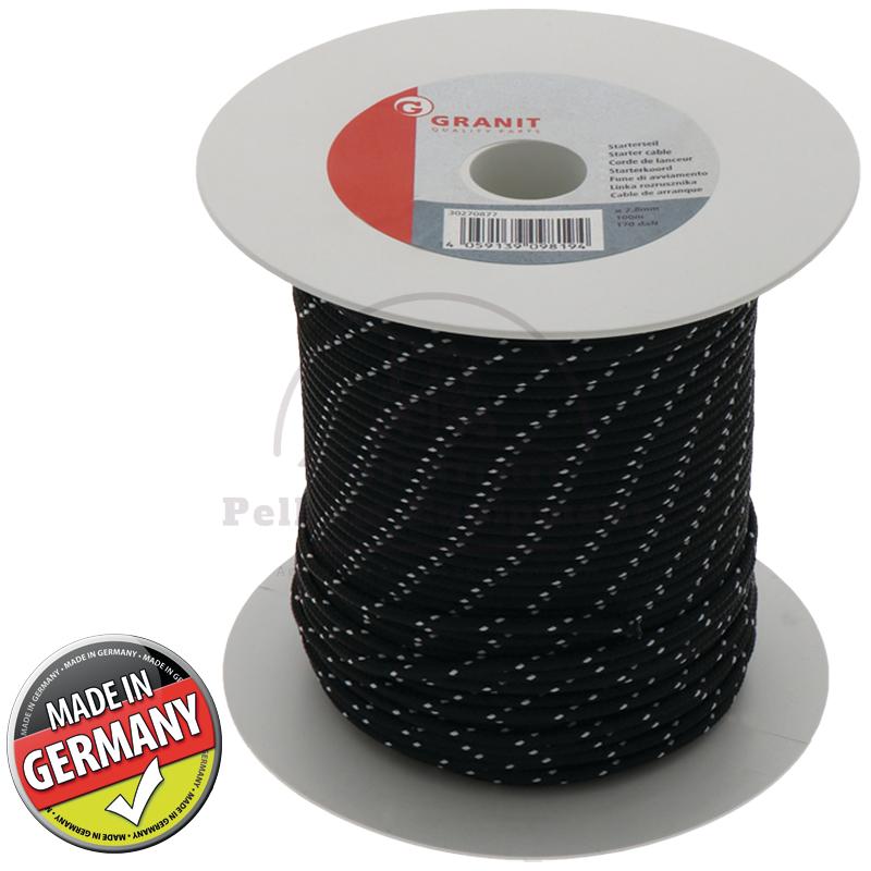 Starter Cable 2mm x 100m Black for Lawn Mowers Chainsaws Durable