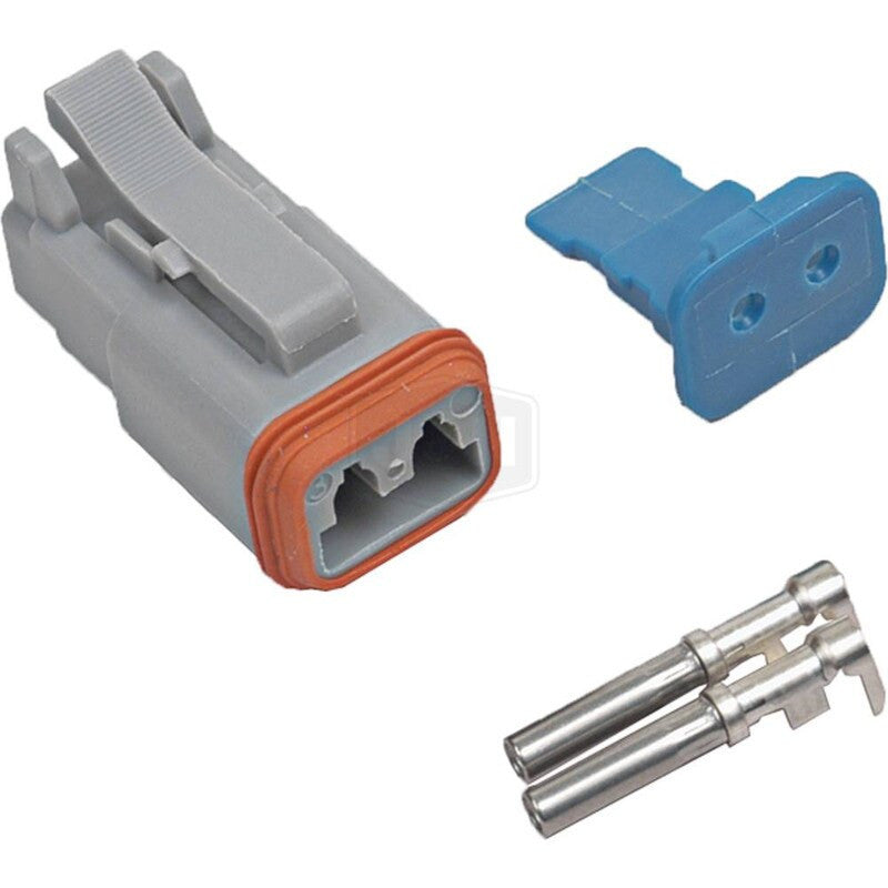 2 Way Male AT Housing Kit, 14-16 Gauge, Weather Sealed, Includes Terminals