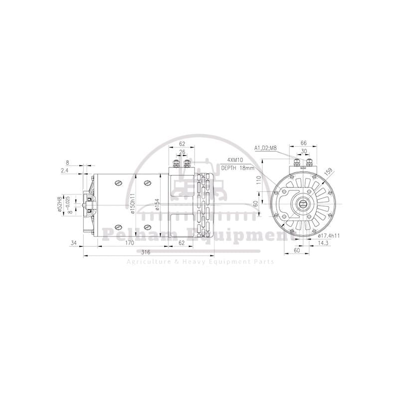 Granit 3790010085 | MAHLE Motor 24V 3.0kW IP24 Clockwise 1.6rpm ...