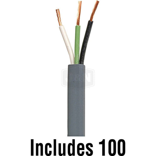 14GA Jacketed Triplex Wire 100' - Black/Green/White - PVC Insulation