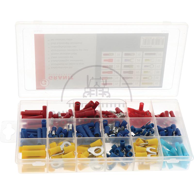 260pc Cable Connector Assortment Red/Blue/Yellow - Butt, Ring, Fork