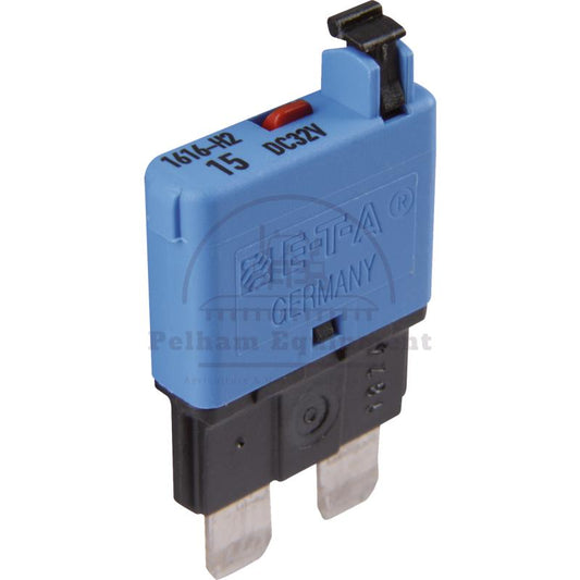 15A Blue Circuit Breaker 32V 72581/3C Manual Fast Trip 34mm Height