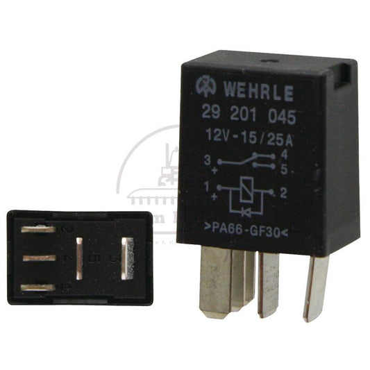 12V 25A 5-Pin Micro Relay w/ Diode - Changeover, No Holder, Part #12345