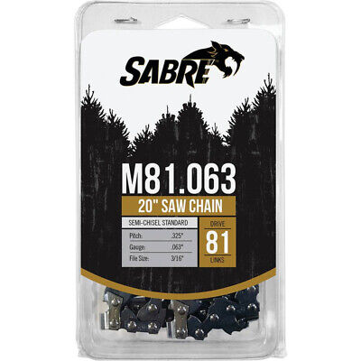 20" Chainsaw Chain Loop .325" Pitch, .063" Gauge, 81 Drive Links, Semi-Chisel