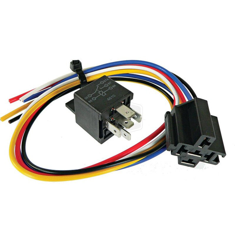 12V Power Relay Kit - 30A SPDT Relay, 5 Terminals, Includes Plug & Lead