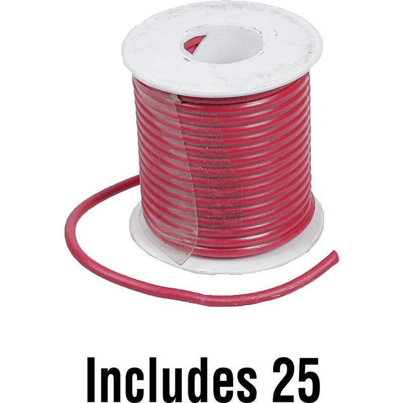 8GA Primary Wire Red 25' Length, PVC Insulation, SAE J1128, GPT Wire