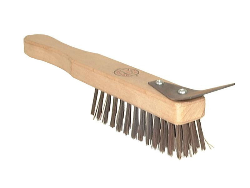 ABRACS 4 Row Wire Brush with Scraper - Heavy Duty for Rust, Metal & Paint