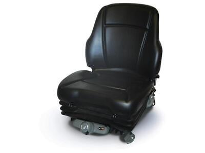 Black Vinyl Low Profile Full Suspension Seat Assembly, Mid High Back, Recline