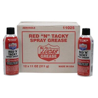 12 Cans Red Tacky Grease Aerosol Spray 11 oz - Automotive & Industrial Use