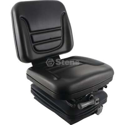 Black Vinyl Suspension Seat with Drain, Height Adjustable, Mid Back, 110-290 lbs