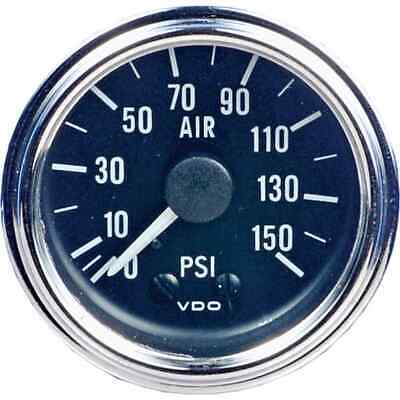 Air Pressure Gauge 0-150 PSI 2 1/16" Lighted Chrome Bezel Black Face