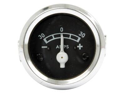 Ammeter 0-30 Amps Chrome Ring Black Face Illuminated for Tractors