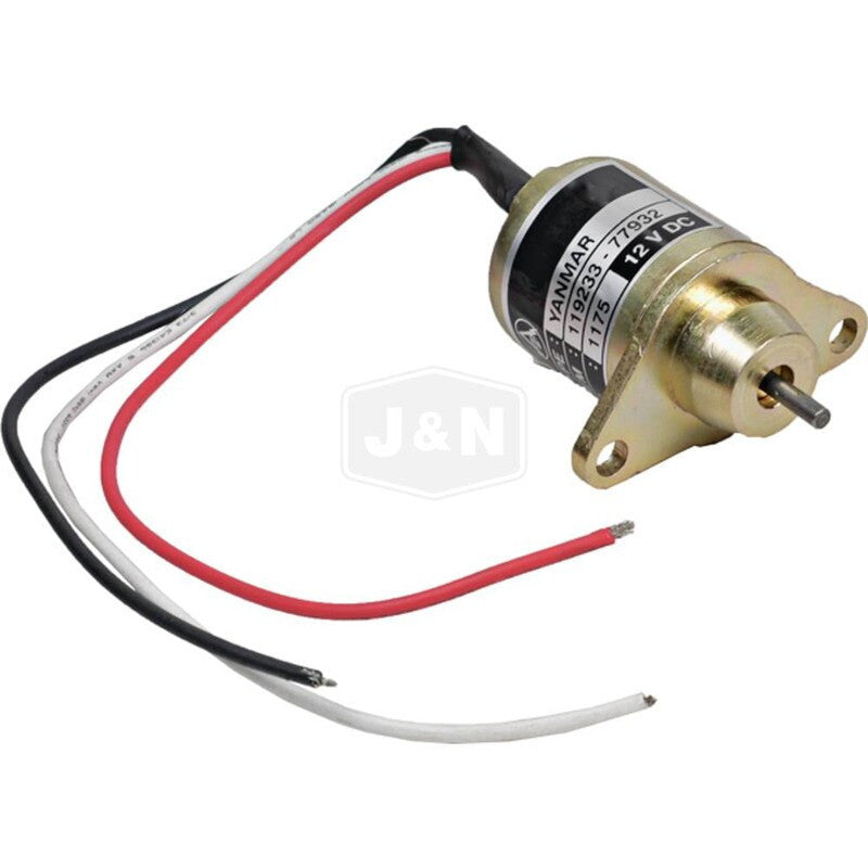 12V Shutdown Solenoid for John Deere, Hyundai, Komatsu, New, 3 Terminals