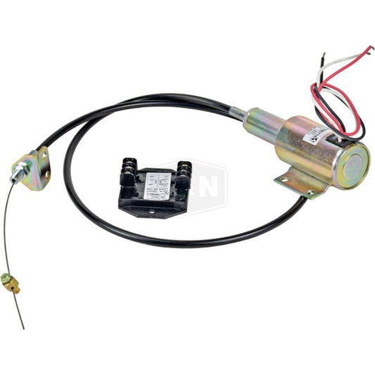 12V Auto Throttle Solenoid, Increases RPM, 48" Cable, Adjustable Stroke